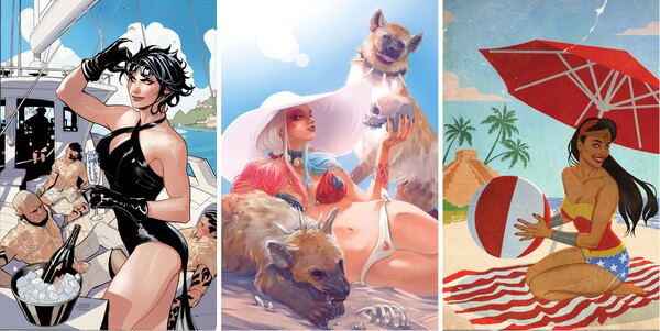 Terry와 Rachel Dodson의 캣우먼, Hélène Lenoble의 할리 퀸, Jenny Frison의 원더우먼