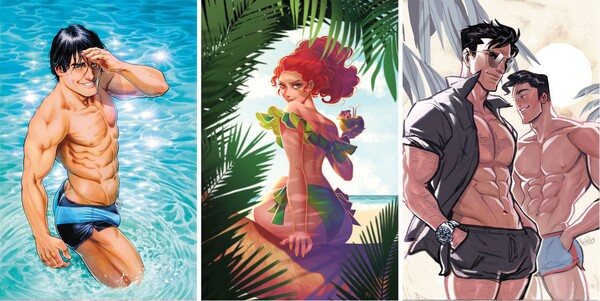 Nicola Scott의 나이트윙, Sweeney Boo의 포이즌 아이비, Babs Tarr의 배트맨과 슈퍼맨