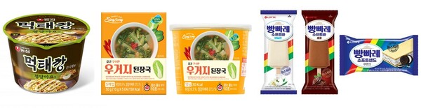 농심, 신송식품, 롯데웰푸드 (왼쪽부터)