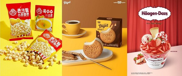 오뚜기, 배스킨라빈스, 하겐다즈 (왼쪽부터)
