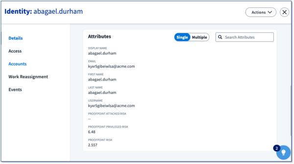 아이덴티티의 속성을 확인하는 프루프포인트 리스크 스코어